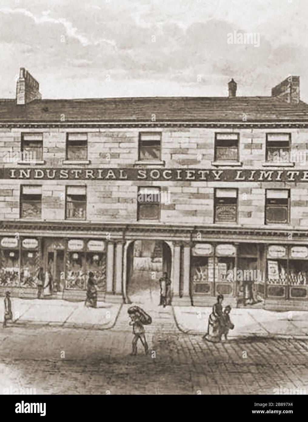 HUDDERSFIELD Industrial Society - une photographie précoce de l'ancien siège central Banque D'Images