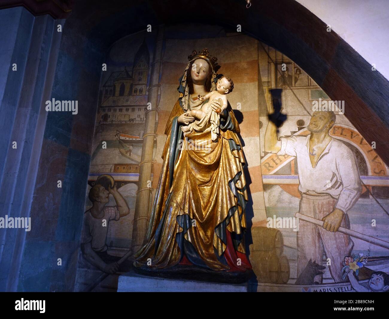 Romanische Kirche St. Maria à Lyskirkirchen, Sätgotische Schiffermadonna, Köln, Nordrhein-Westfalen, Allemagne Banque D'Images