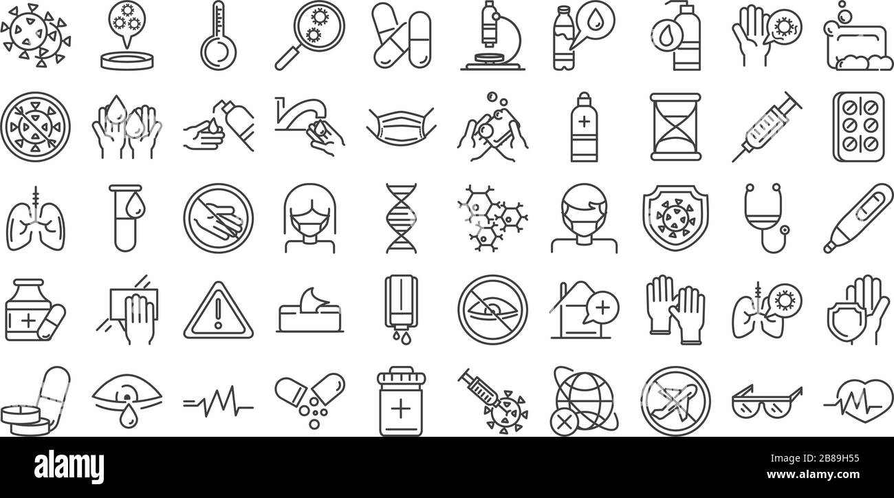 virus covid 19 pandémique pneumonie respiratoire icônes de maladie de définir vecteur illustration de style icône Illustration de Vecteur