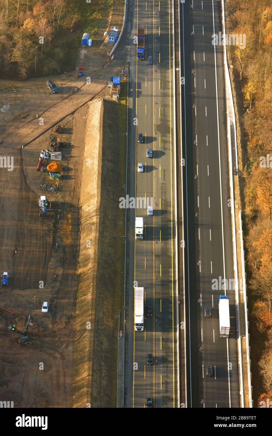 , site de construction pour l'agrandissement de l'autoroute A 2 à Boenen, 28.11.2011, vue aérienne, Allemagne, Rhénanie-du-Nord-Westphalie, région de la Ruhr, Boenen Banque D'Images