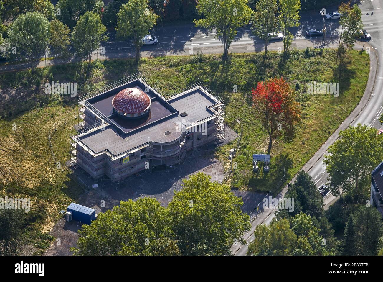 , Nouvelle mosquée Sultan Ahmet dans le quartier Hoerde, 02.10.2013, vue aérienne, Allemagne, Rhénanie-du-Nord-Westphalie, région de la Ruhr, Dortmund Banque D'Images