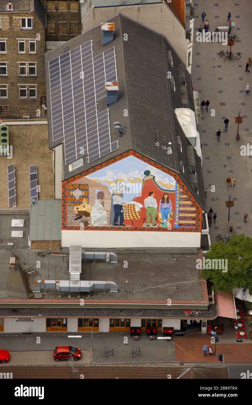 , peintures murales dans le quartier Martin-Luther-Viertel à Hamm, 02.07.2011, vue aérienne, Allemagne, Rhénanie-du-Nord-Westphalie, région de la Ruhr, Hamm Banque D'Images