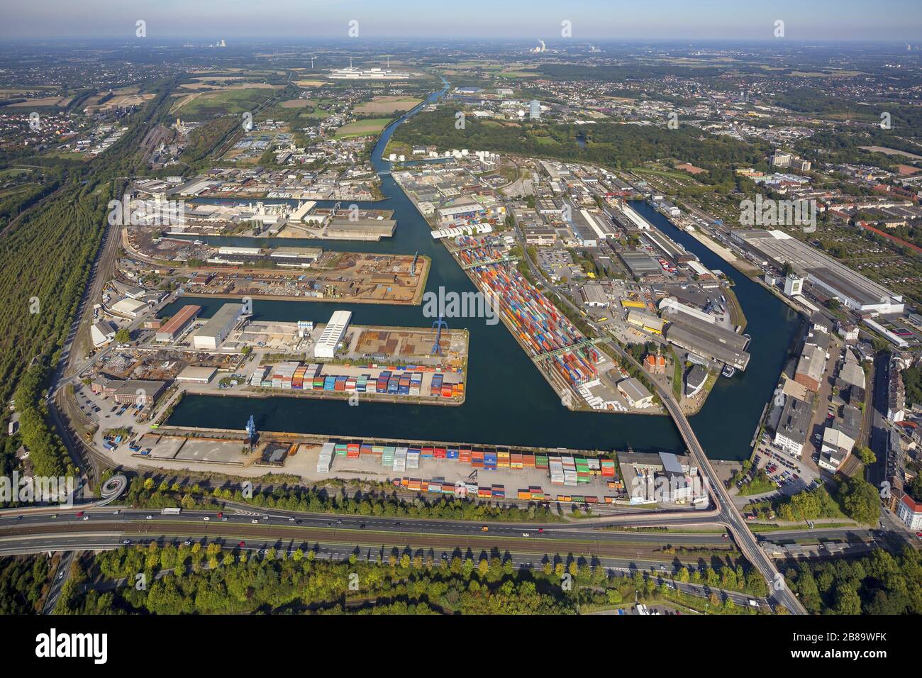 , port de Dortmund, 02.10.2013, vue aérienne, Allemagne, Rhénanie-du-Nord-Westphalie, région de la Ruhr, Dortmund Banque D'Images