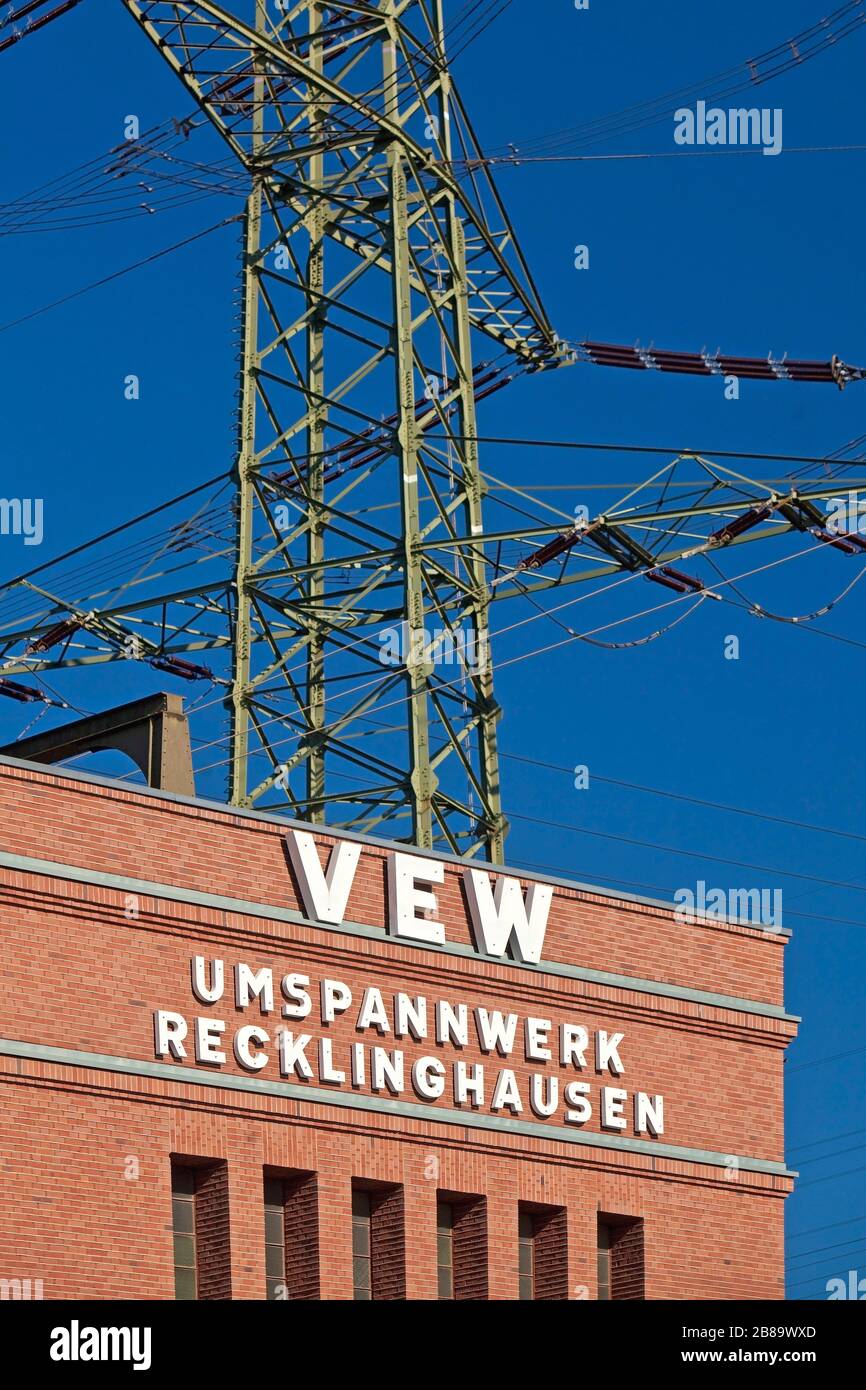 Transformateur Recklinghausen, route de la culture industrielle, Allemagne, Rhénanie-du-Nord-Westphalie, région de la Ruhr, Recklinghausen Banque D'Images