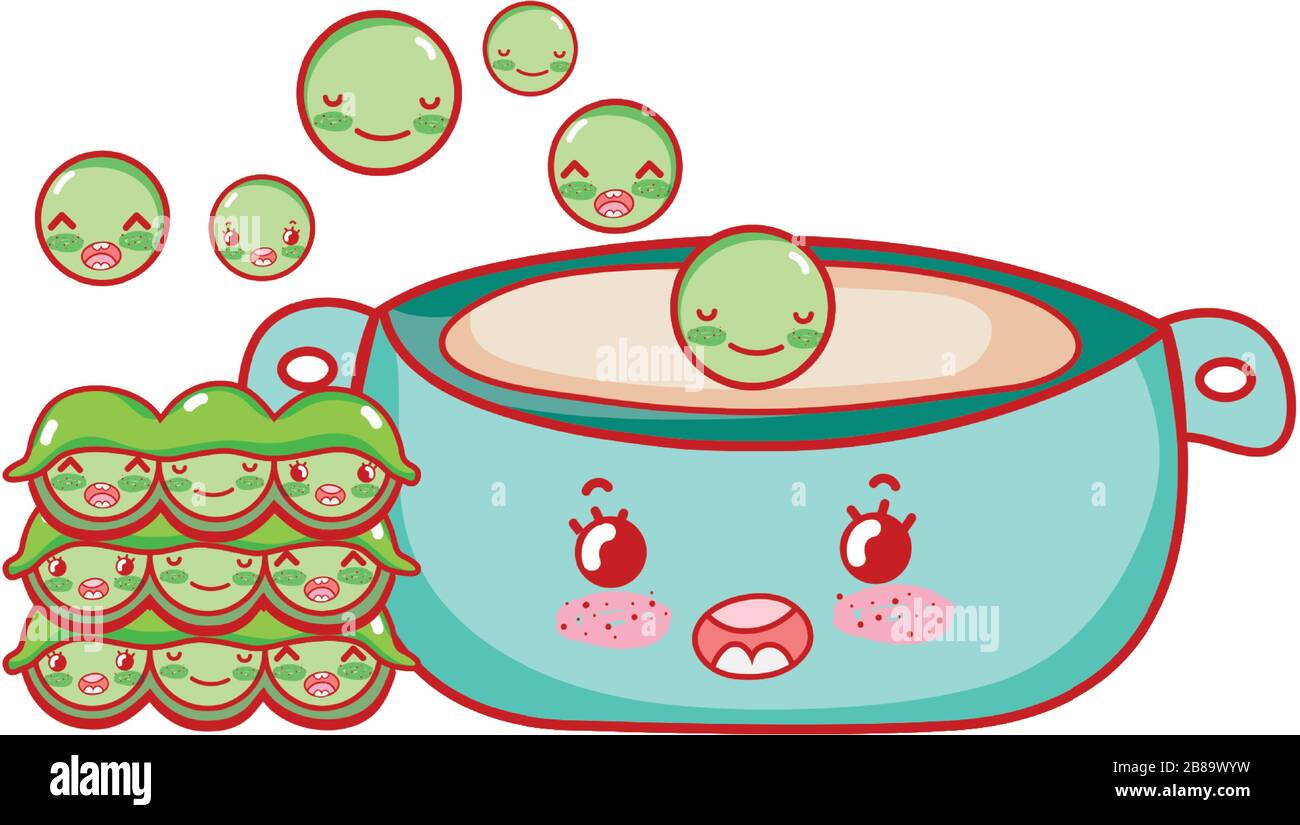 la chute des pois dans le pot kawaii nourriture japonais dessin vectoriel dessin animé sushi et rouleaux Illustration de Vecteur