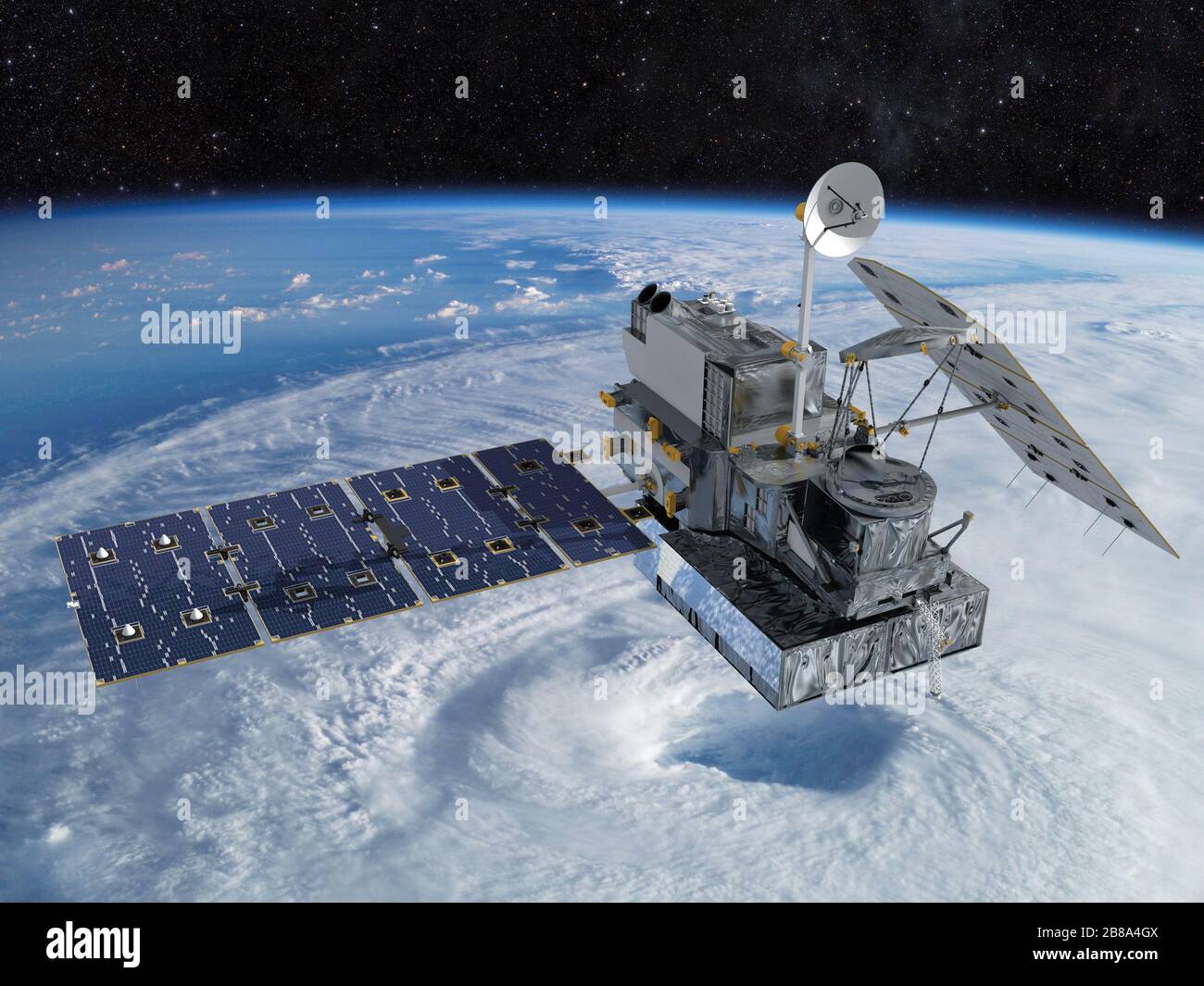 Satellite en orbite autour de la terre. Éléments de cette image fournie par la NASA. Banque D'Images