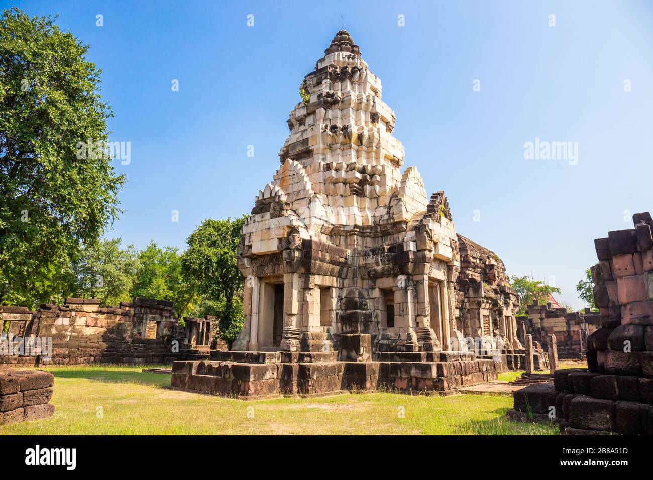 Prasat Phanom WAN Historical Park, Nakhon ratchasima, Thaïlande. Construit à partir de grès à l'époque des Khmers anciens Banque D'Images