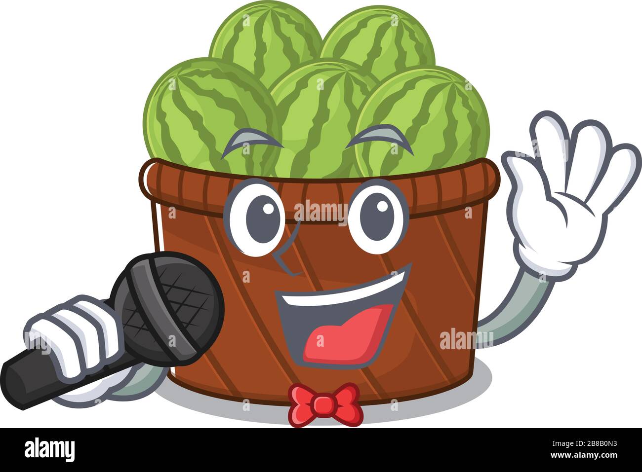 Un joli panier de fruits au melon chante une chanson avec un microphone  Image Vectorielle Stock - Alamy
