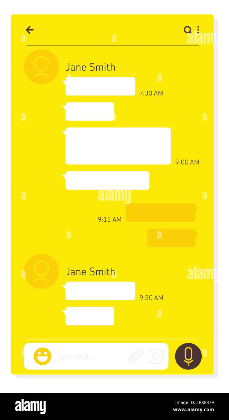 Conception de l'interface utilisateur de couleur jaune pour messagerie de parole moderne Illustration de Vecteur