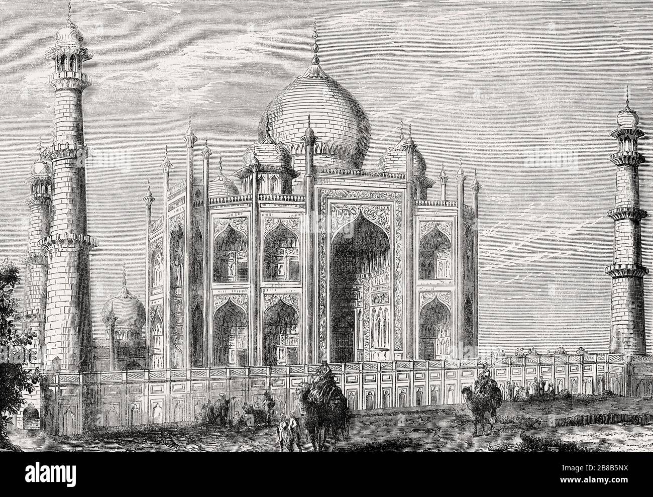 Le Taj Mahal, mausolée sur la rive sud de la rivière Yamuna, Agra, Inde Banque D'Images