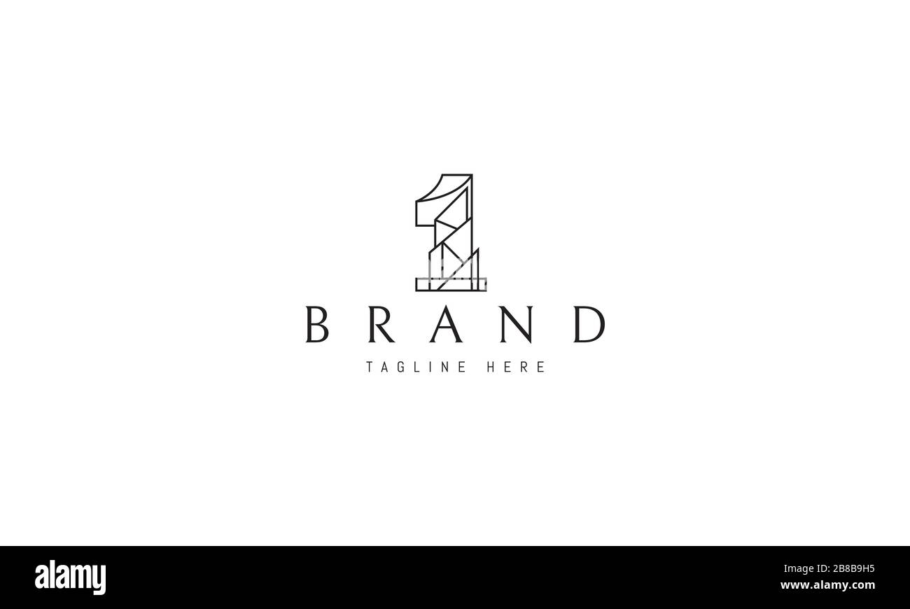Logo vectoriel sur lequel l'image abstraite du numéro un sous la forme d'une maison. Illustration de Vecteur