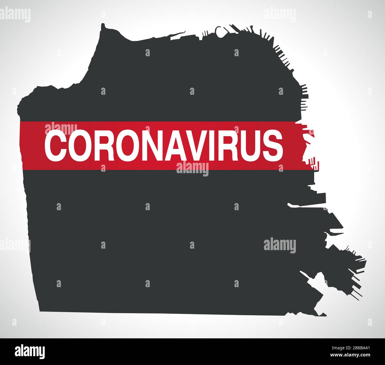 Plan de la ville de San Francisco en Californie avec avertissement de Coronavirus Illustration de Vecteur