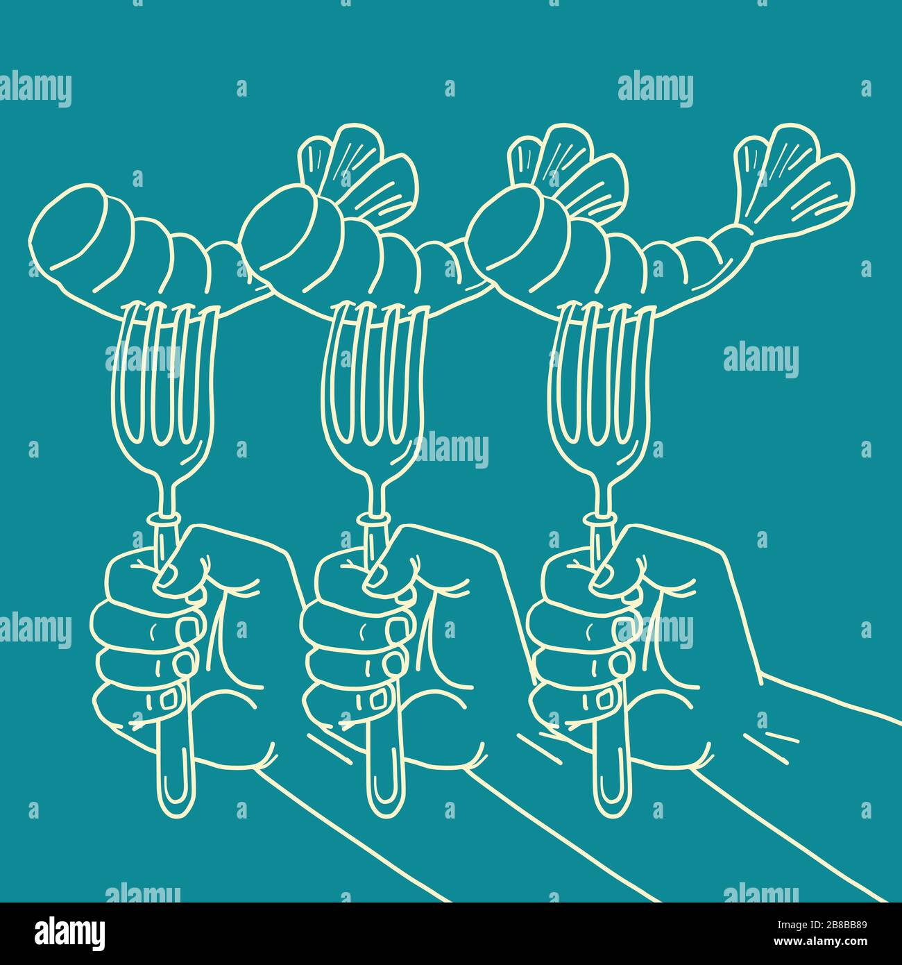 hors-d'œuvre aux crevettes, fruits de mer Illustration de Vecteur
