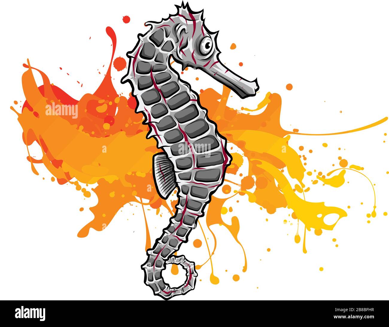 Hippocampe tiré à la main. Illustration vectorielle vintage de poissons marins Illustration de Vecteur