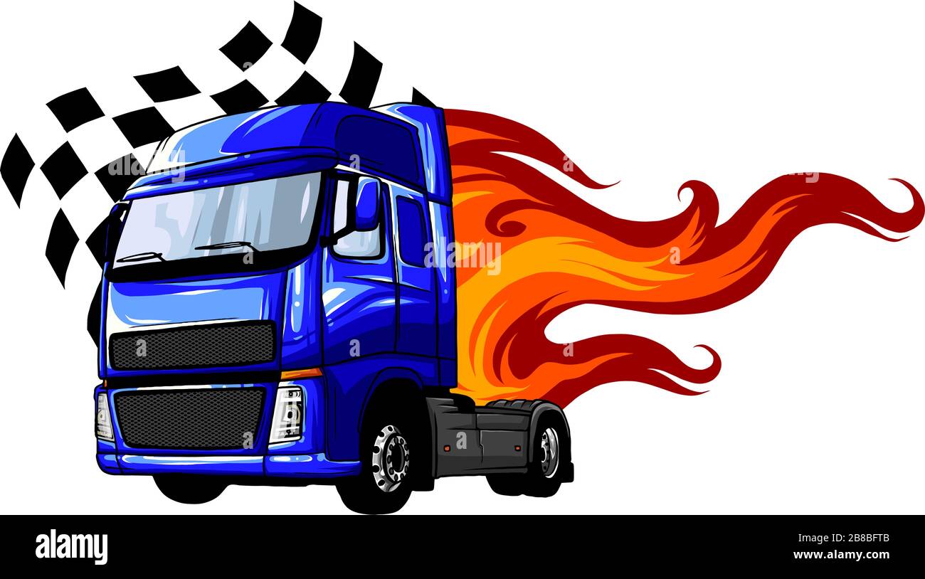 Camion avec remorque semi Cartoon Vector Illustration Illustration de Vecteur