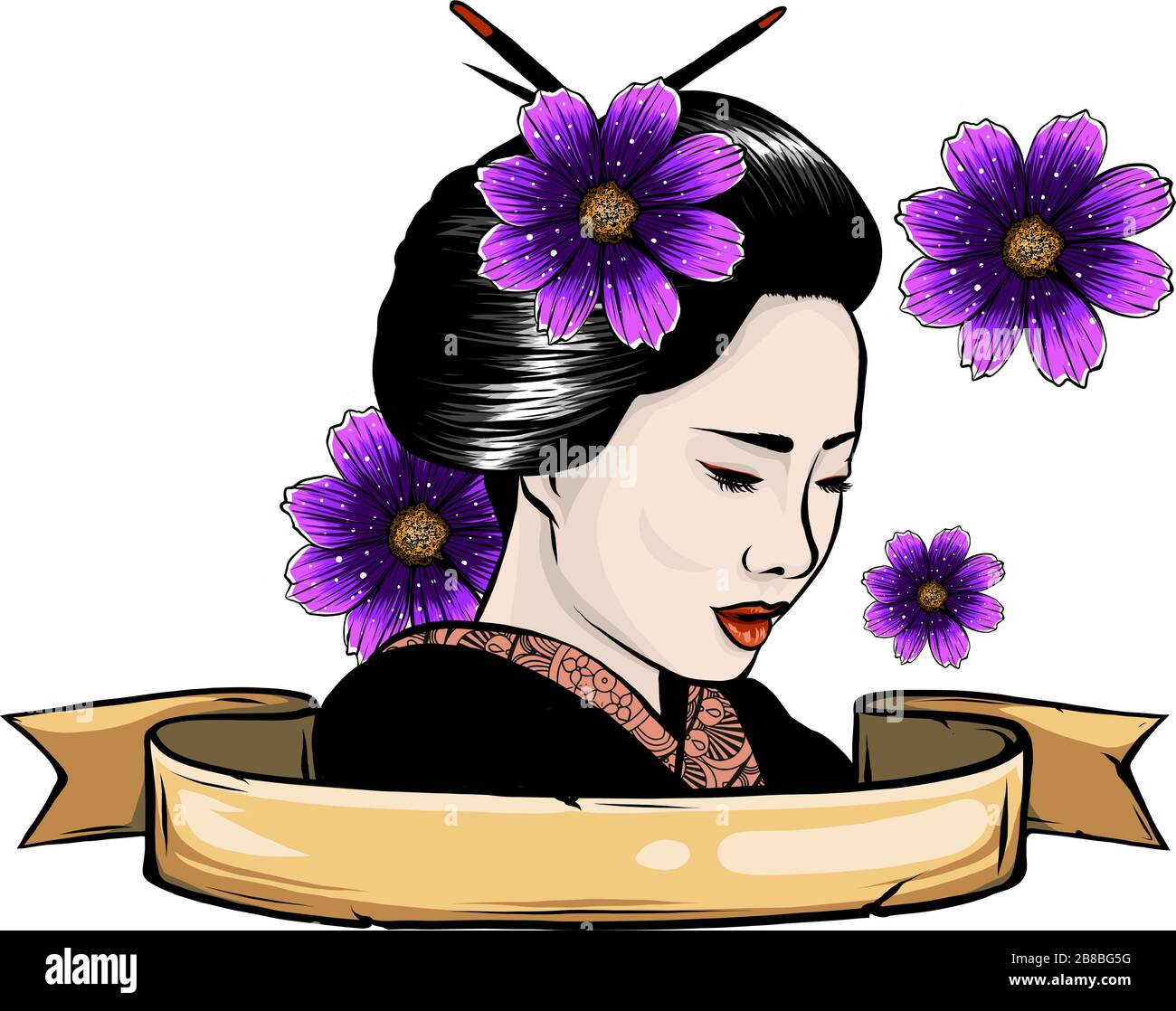 Geisha. Belle fille japonaise. Illustration vectorielle design Illustration de Vecteur