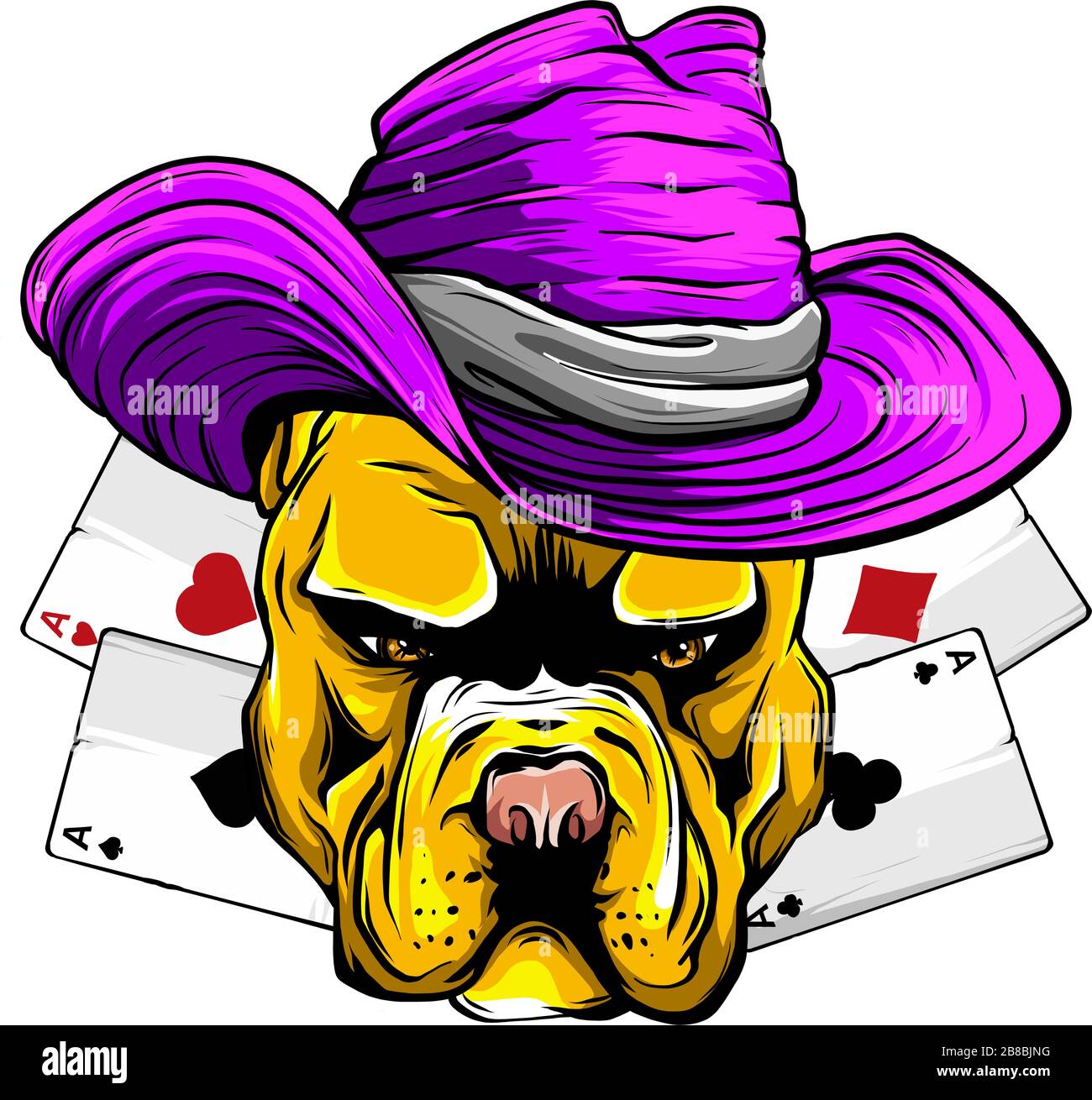 carte de jeu et illustration vectorielle buldog Illustration de Vecteur