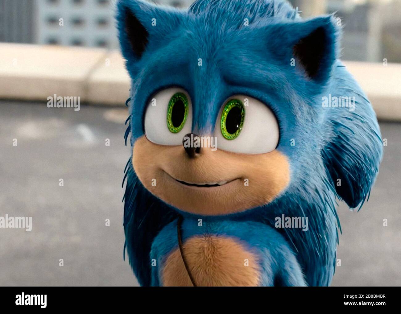 Sonic The Hedgehog (2019) réalisé par Jeff Fowler et avec Jim Carrey, James Marsden et Neal McDonough. Sortie grand écran pour les personnages de Sega de jeux vidéo bien-aimés ; Sonic peut-il échapper aux griffes du Dr Robotnik? Banque D'Images