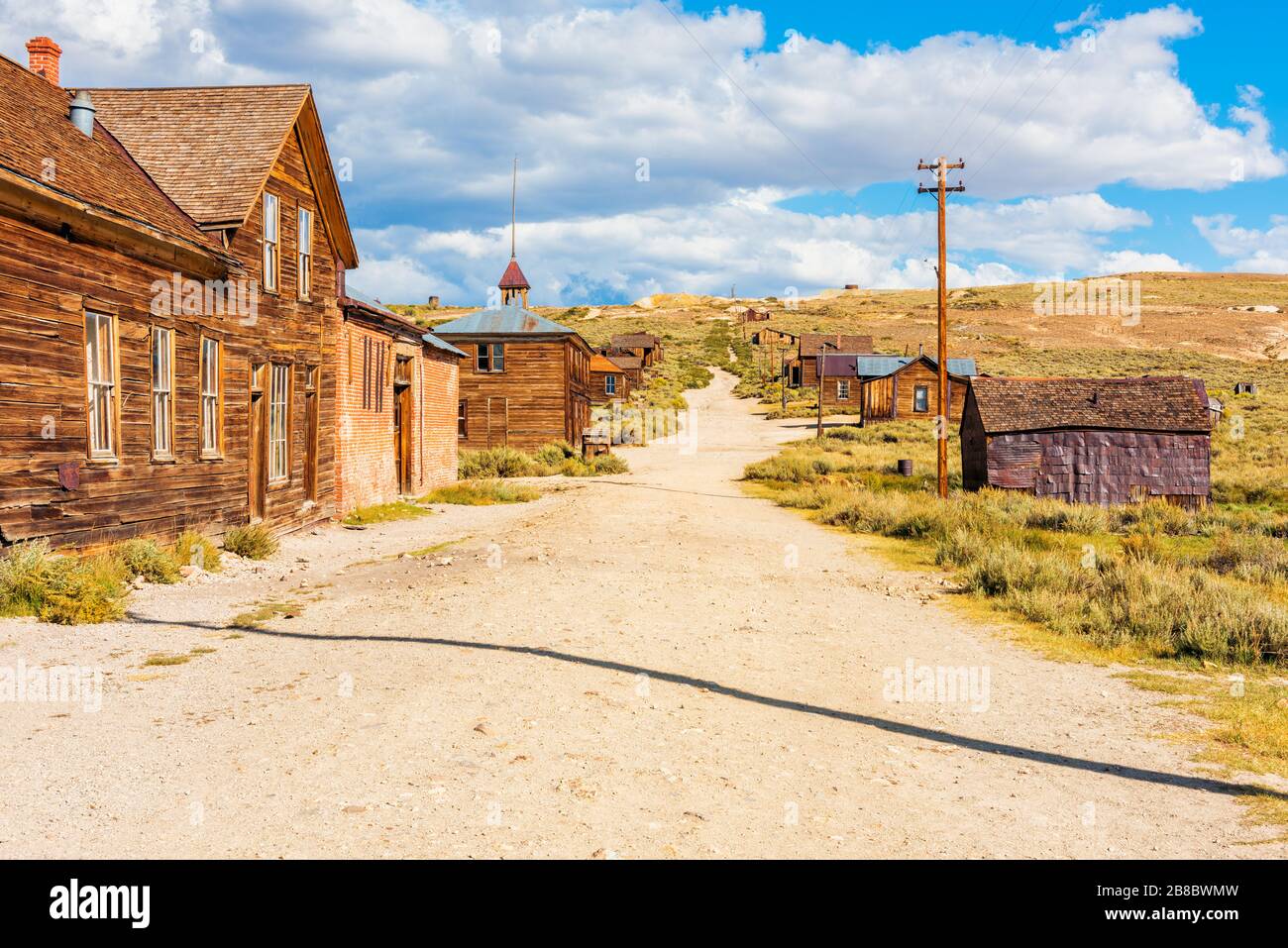 Rue dans la ville fantôme de Bodie, Californie, États-Unis Banque D'Images