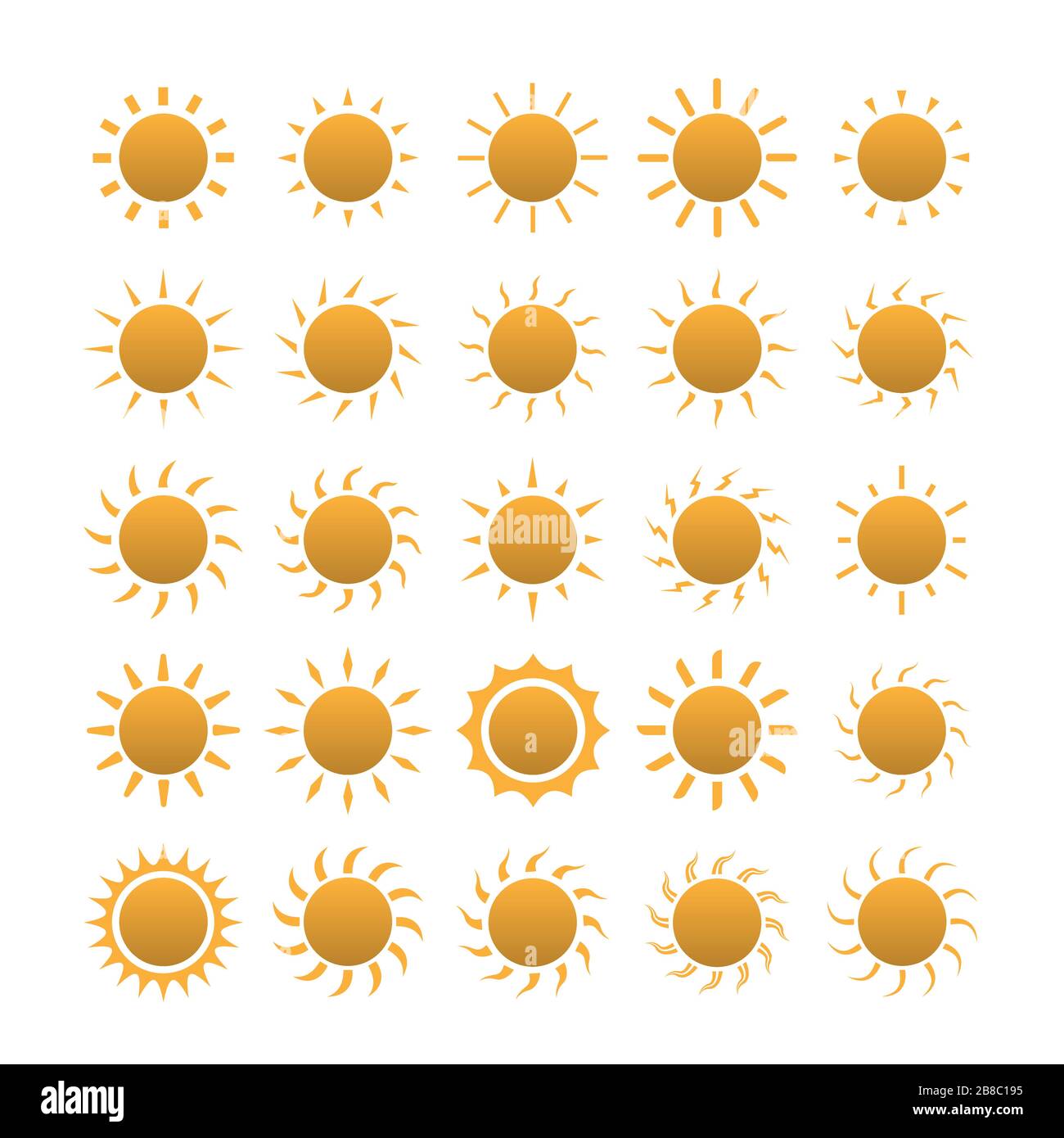 Ensemble d'icônes solaires isolé Illustration de Vecteur