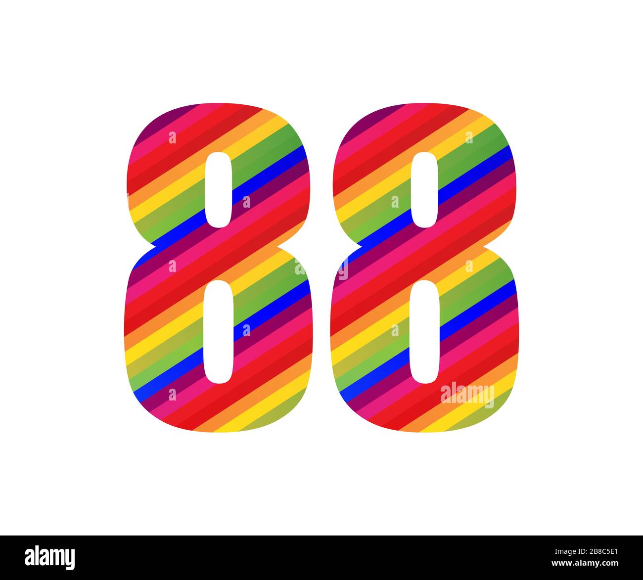 88 Numéro caractère numérique Rainbow style. Illustration vectorielle colorée à quatre-vingt-huit chiffres isolée sur fond blanc. Banque D'Images