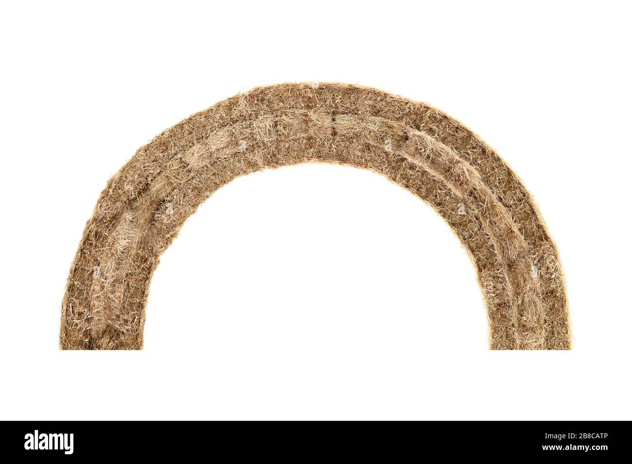 voûte plantaire paille sèche, paille de porte foin isolé fond blanc, archway pour la décoration événement pays cowboy style de fête idée Banque D'Images