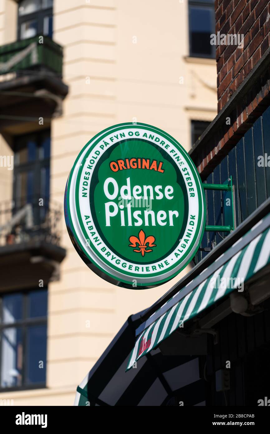 Original Odense Pilsner, Albani Bryggerierne (Albani Breweries), signe, Danemark Banque D'Images