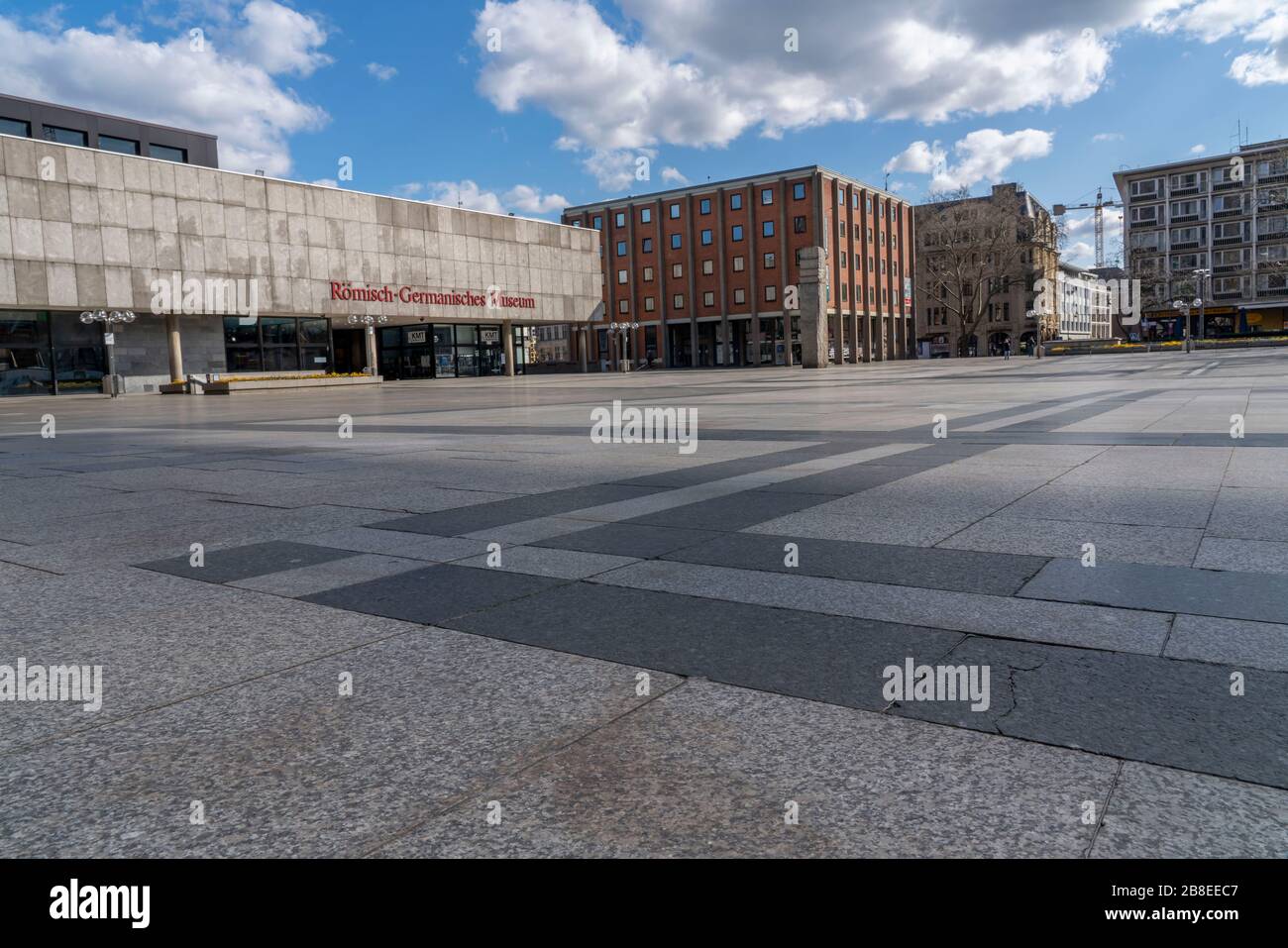 Effets de la crise du coronavirus, place vide à la cathédrale de Cologne, Roncalliplatz, Cologne, Allemagne, Banque D'Images