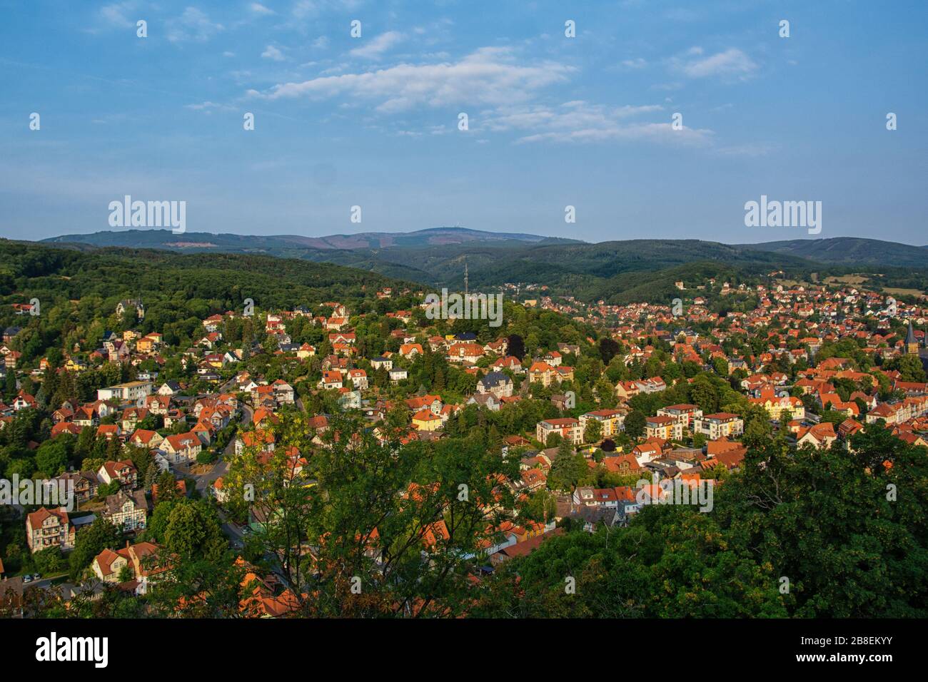 Vue sur Wernigerode dans les montagnes Harz Banque D'Images