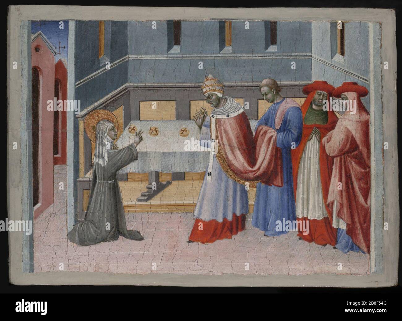 Giovanni di Paolo - Saint Clare d'Assise Bénédiction du pain devant le Pape Innocent IV - 1871.59 Banque D'Images