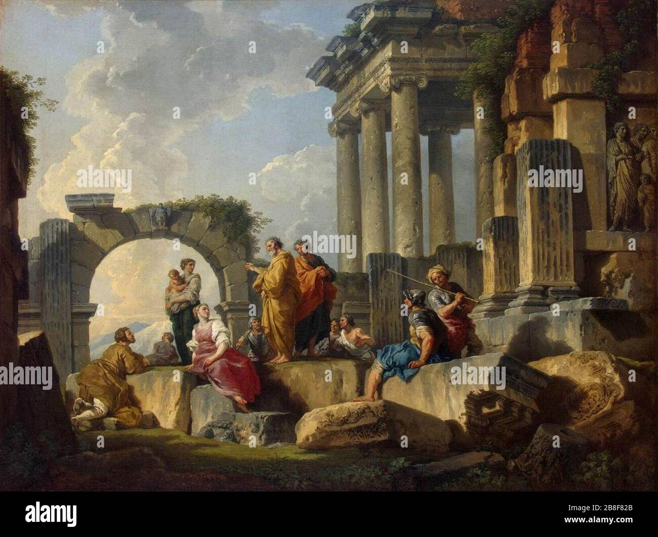 Giovanni Paolo Pannini - Apostle Paul prêchant sur les ruines Banque D'Images