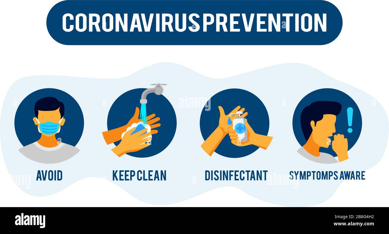 Illustration des informations de prévention concernant 2019-nCoV. Illustration vectorielle pour éviter le coronavirus. Illustration de Vecteur