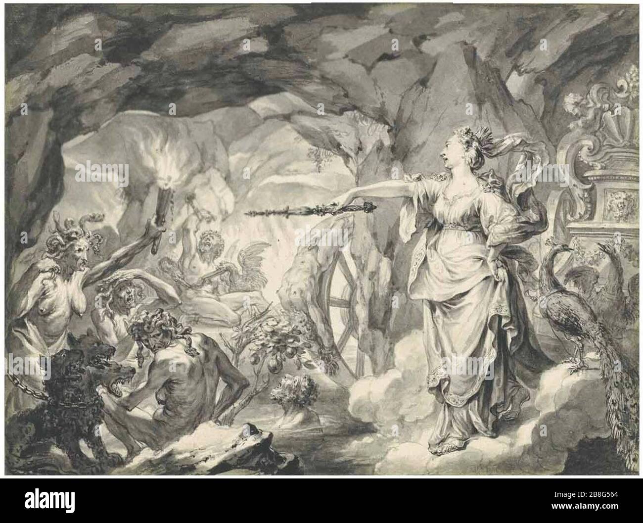 Godfried Maes - illustrations aux métamorphoses d'Ovid, Juno à Hades. Banque D'Images