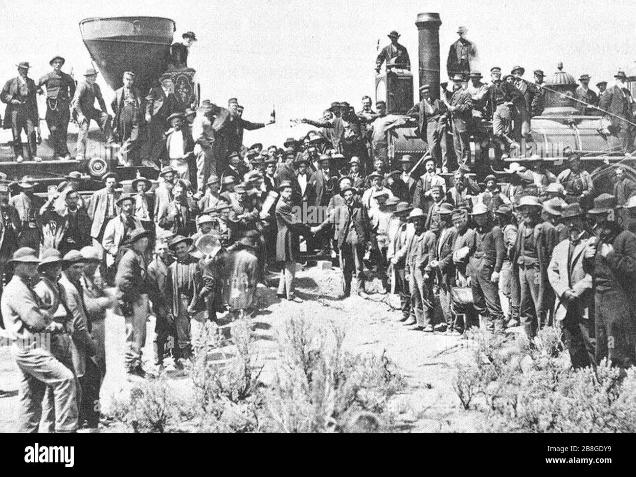 Cérémonie du Golden Spike, promontoire, Utah, 10 mai 1869. Banque D'Images