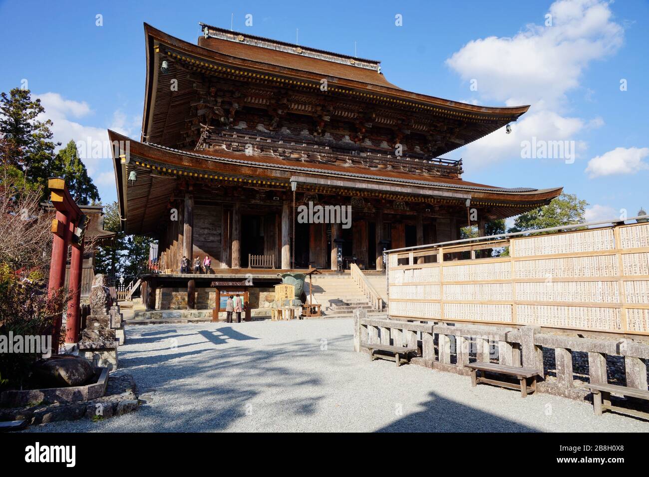 Mont Yoshino Japon - 3 décembre 2013 - temple principal de Kimpusen-ji Banque D'Images