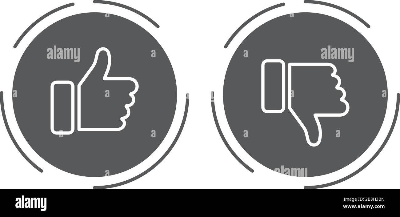 Pouces vers le haut et pouces vers le bas icône de vecteur, isolée sur fond blanc Illustration de Vecteur