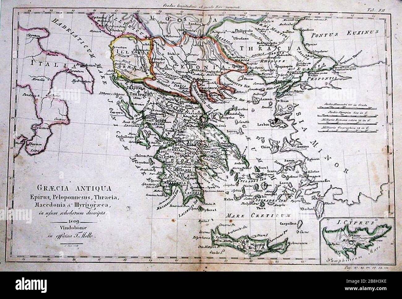 Graecia Antiqua carte de la Grèce antique 1809. Banque D'Images