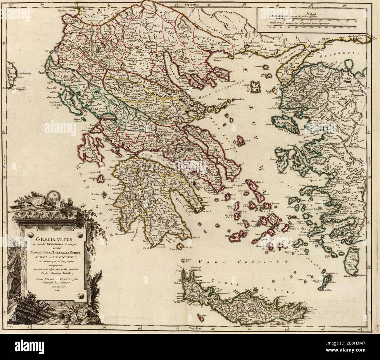 Graecia Vetus carte de la Grèce antique. Banque D'Images