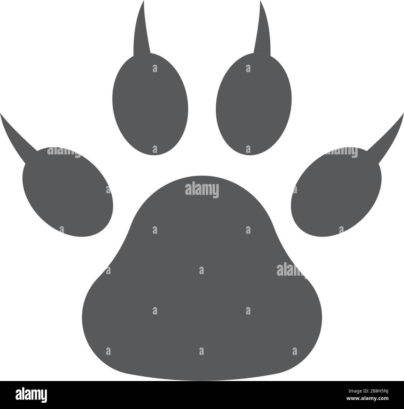 Icône vectorielle Black Paw Print, isolée sur fond blanc Illustration de Vecteur