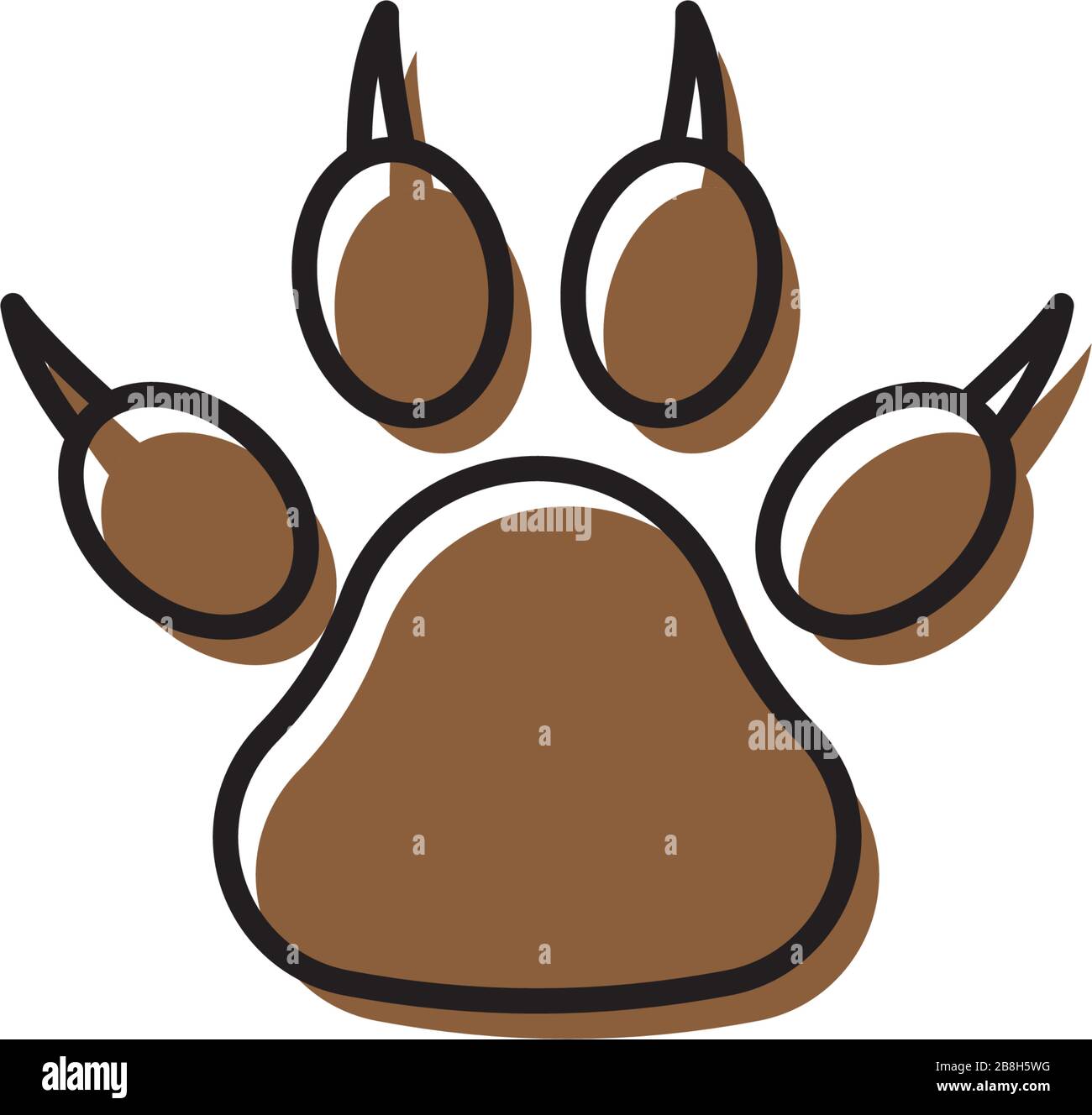 Icône vectorielle Black Paw Print, isolée sur fond blanc Illustration de Vecteur