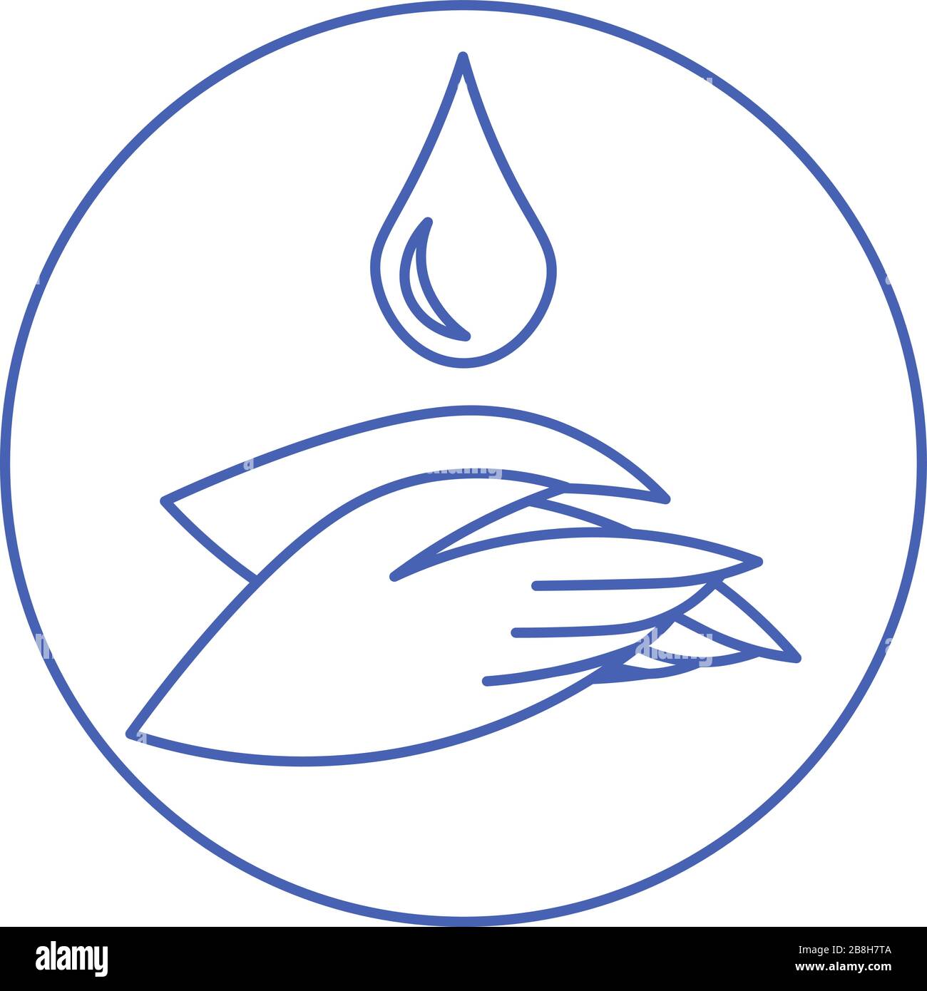 Icône de contour bleu simple avec deux mains et une goutte d'eau Illustration de Vecteur