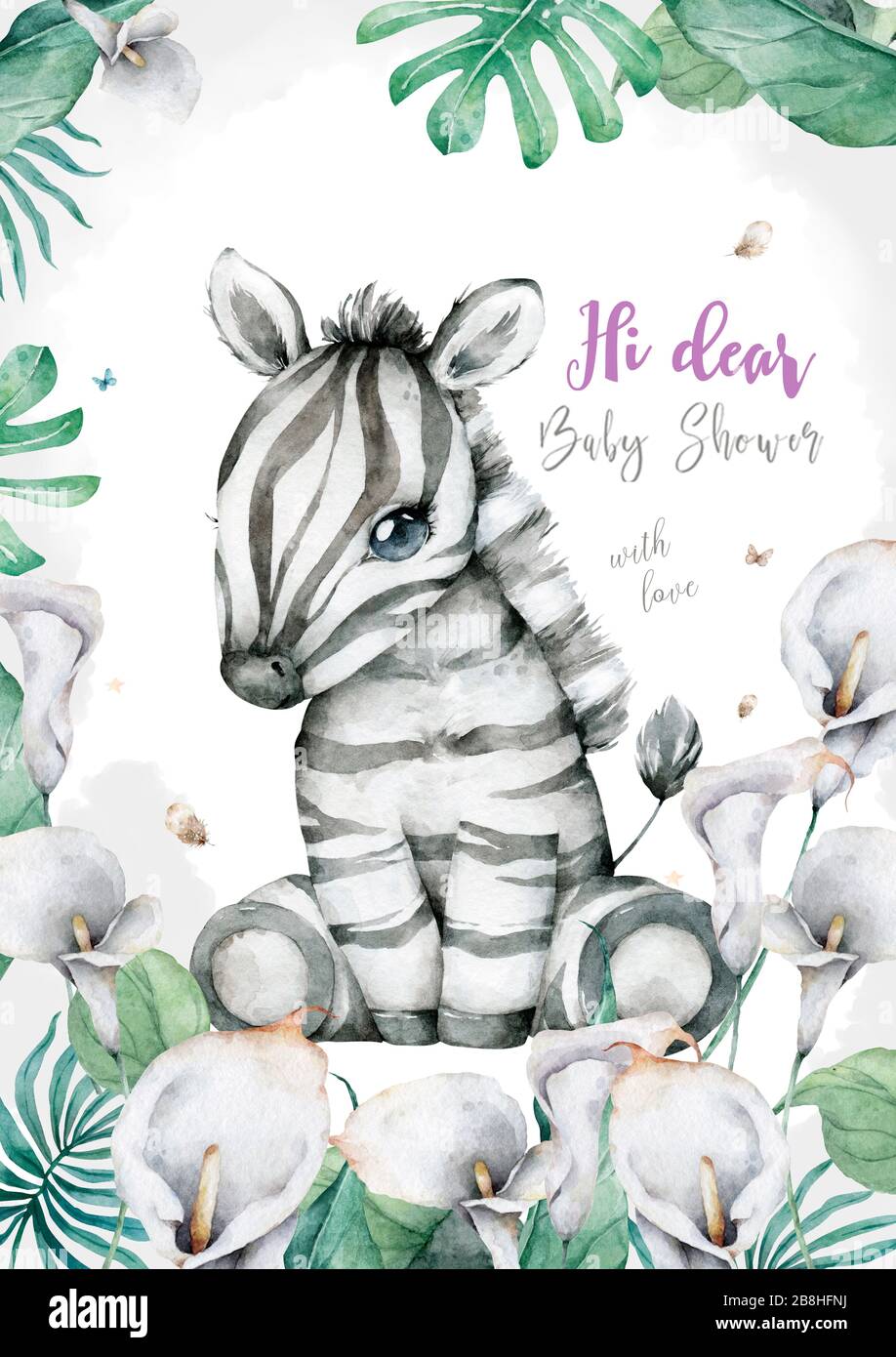 Dessin Anime En Aquarelle Mignon Bebe Zebre Avec Fleurs De Calla Cadre Arriere Plan Illustration De Pepiniere Africaine Dessin Boho Bohemien Pour Affiche De Pepiniere Photo Stock Alamy