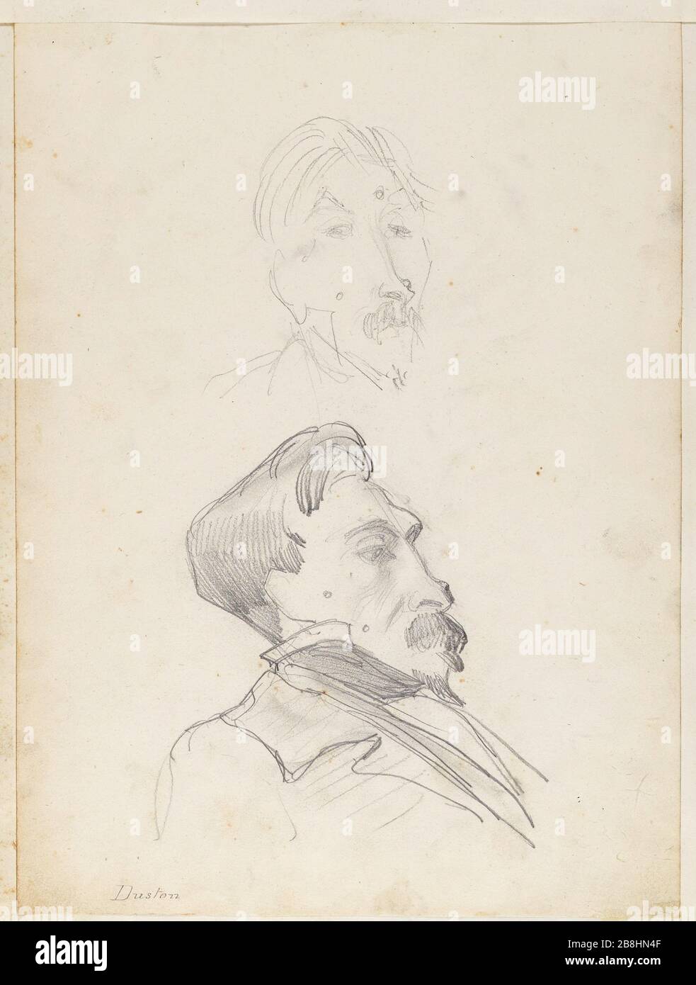 Deux portraits-charge d'un homme avec bouc et moustache Banque D'Images