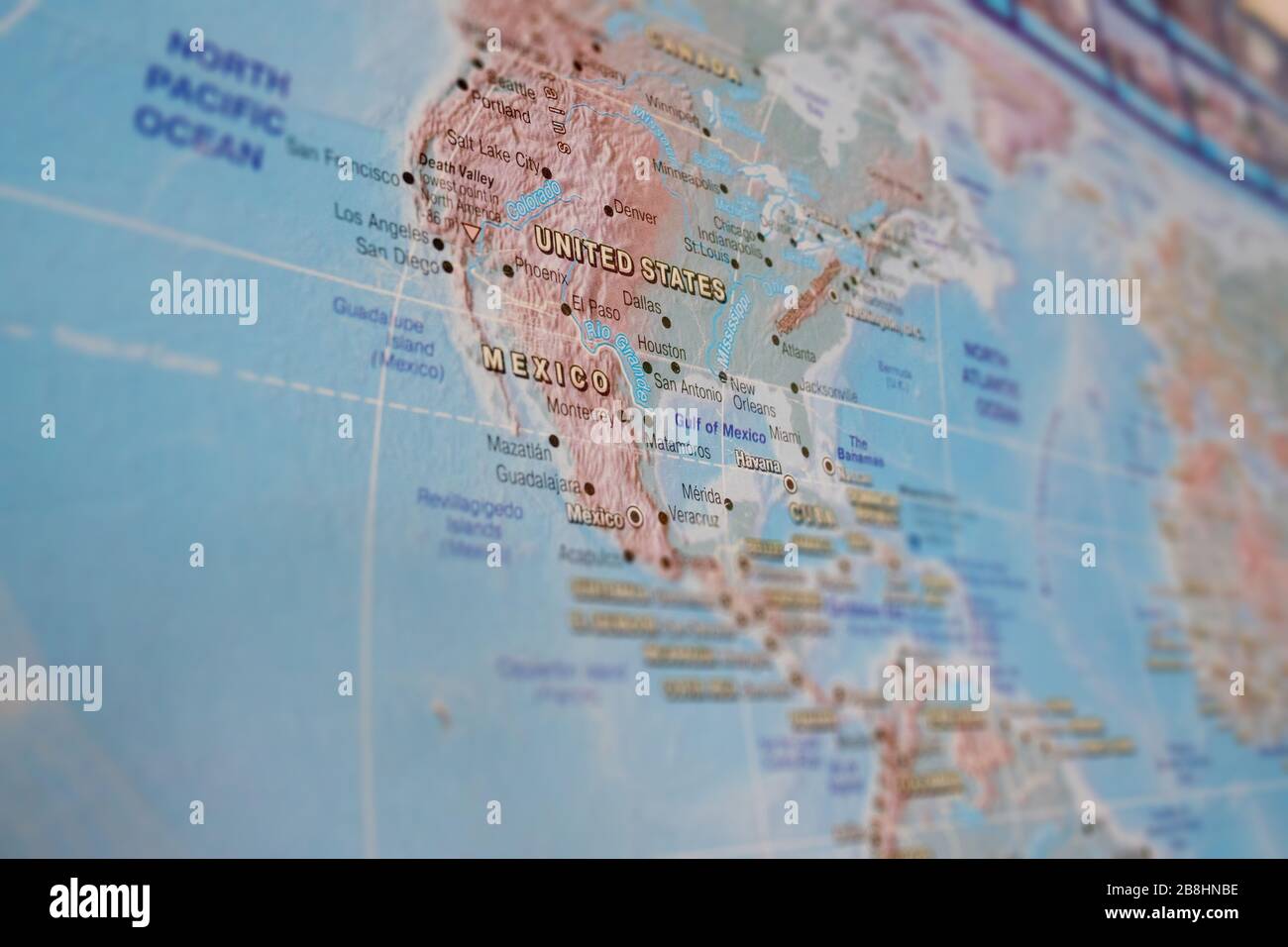 etats-unis gros plan sur la carte, pays de l'amérique. Banque D'Images