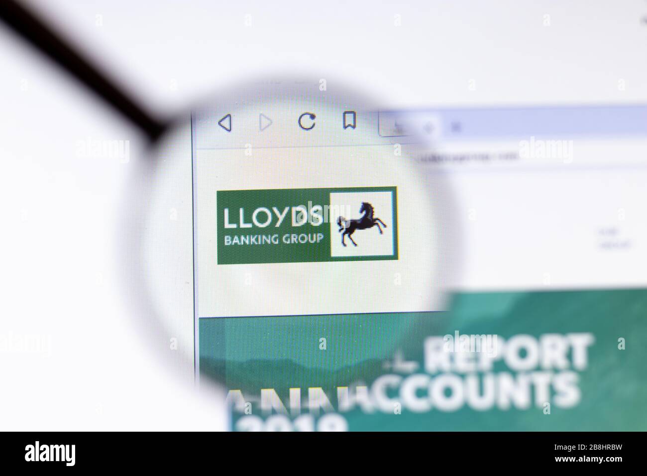 Los Angeles, Californie, États-Unis - 20 mars 2020: Lloyds Banking Group logo de la société sur la page du site web close-up à l'écran, éditorial illustratif Banque D'Images
