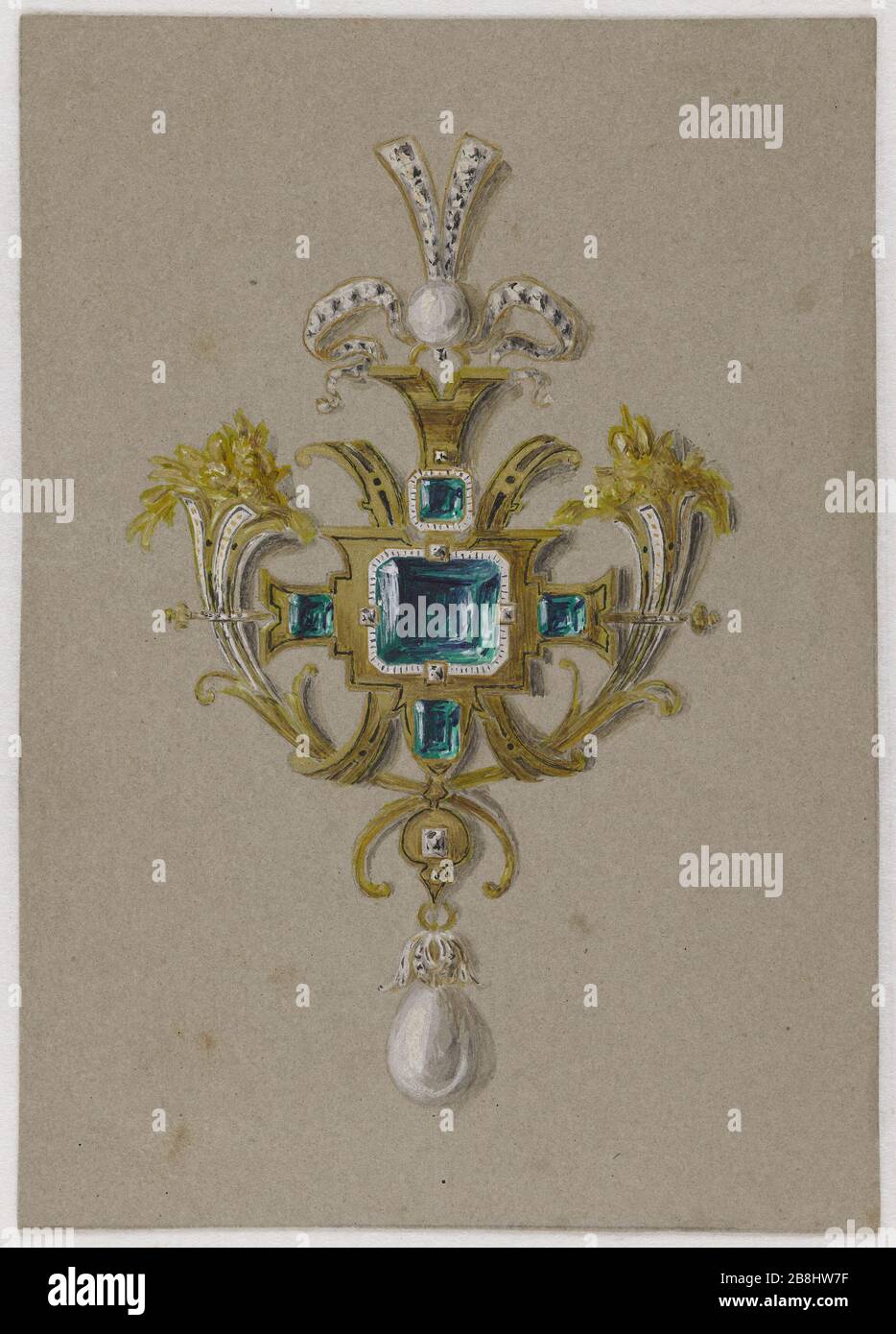 Pendentif Auguste Fannière (1818-1900). 'Pendentif'. Graphite et gouache sur cartonette, 1860. Musée des Beaux-Arts de la Ville de Paris, petit Palais. Banque D'Images