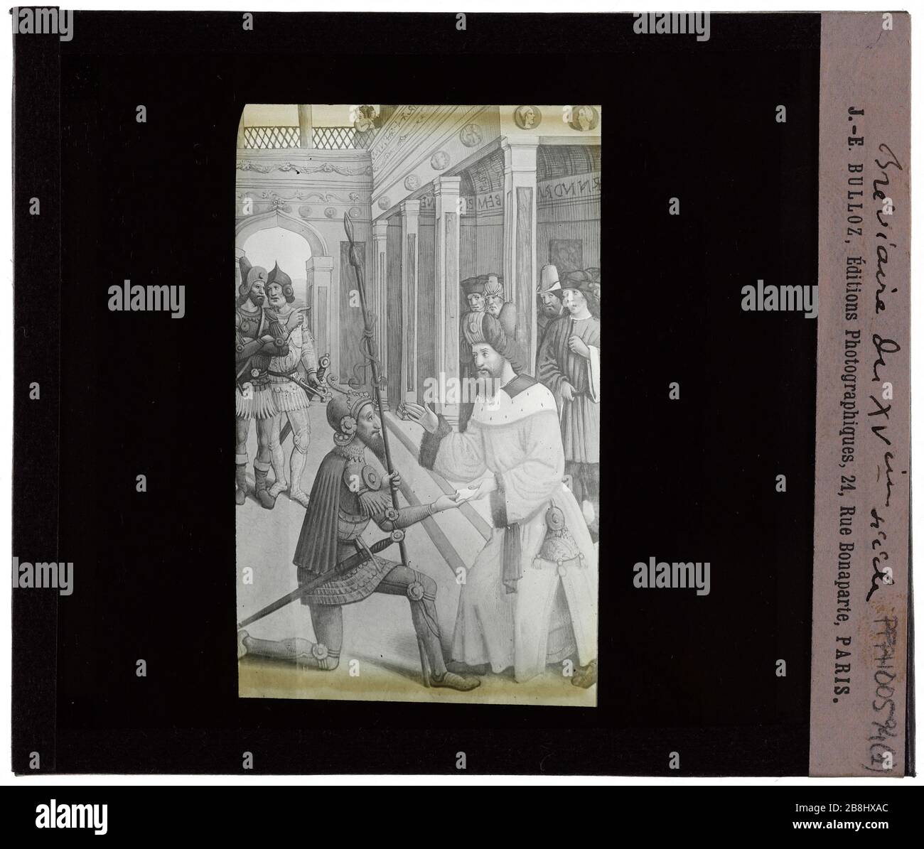 Manuscrits. Breviaire des Manuscits du XV siècle. 'Bréviaire du XVème siècle'. Plaque de projection noir et blanc. 1900-1930. Photographie de Jacques-Ernest Bulloz (1858-1942). Musée des Beaux-Arts de la Ville de Paris, petit Palais. Banque D'Images