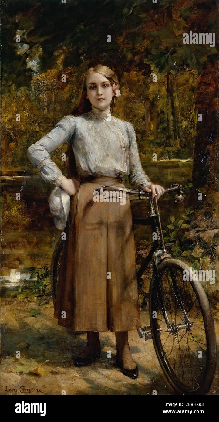 Vélo à Vésinet Léon-François Comerre (1850-1916). 'Bicyclette au Vésinet'. Musée des Beaux-Arts de la Ville de Paris, petit Palais. Banque D'Images