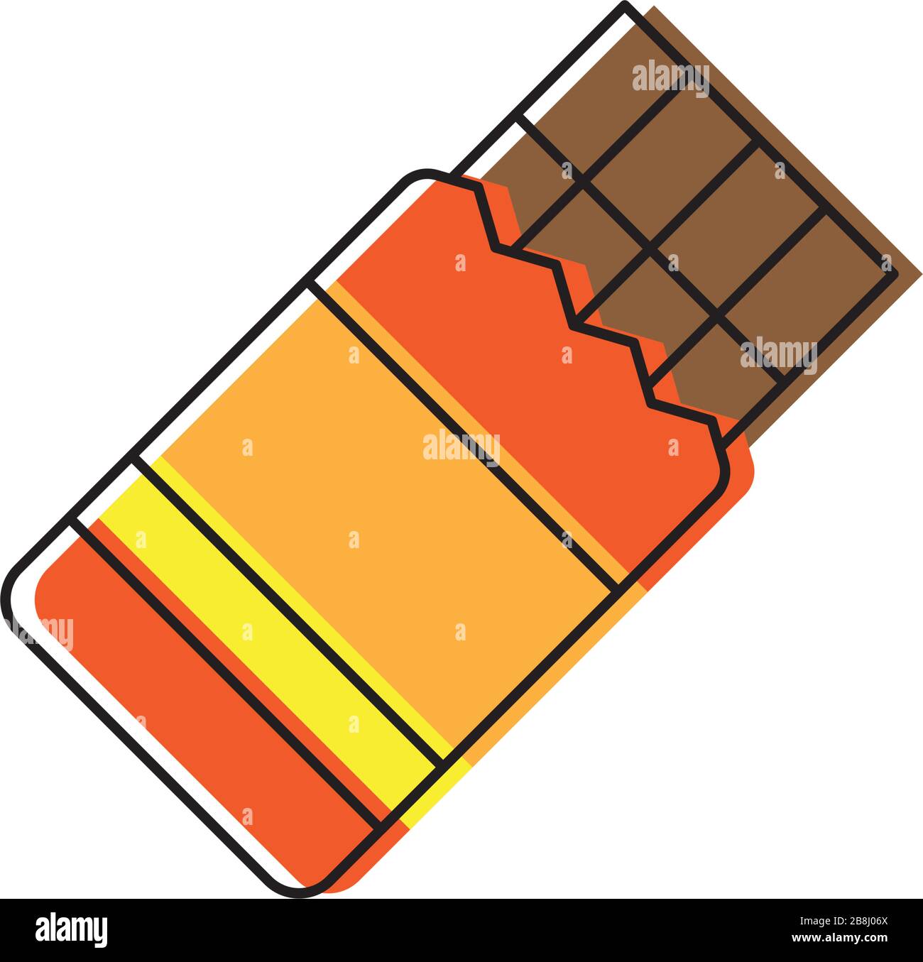 Les bonbons au chocolat dans l'icône de vecteur d'emballage symbolisent la nourriture isolée sur fond blanc Illustration de Vecteur