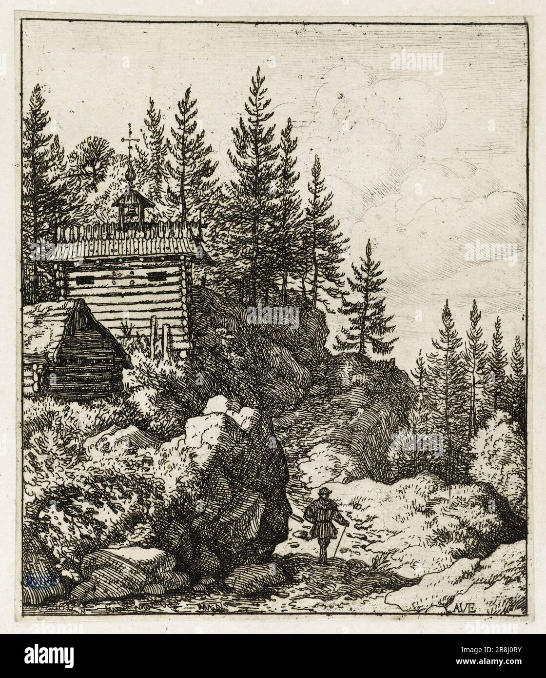 La Chapelle (Bartsch 10) Allart Van Everdingen (1621-1675), Peintre hollais. La Chapelle (Bartsch 10). Eau-forte sur papier, 1645-1675. Musée des Beaux-Arts de la Ville de Paris, petit Palais. Banque D'Images